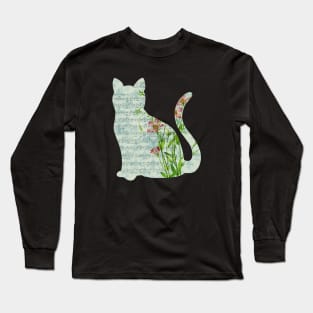 Floral Sheet Music - Cat Long Sleeve T-Shirt